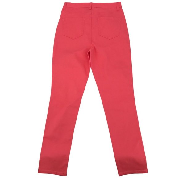 DG2 By Diane Gilman Womens High Rise Flat Front Pink Slim Leg Jeans Size 12 T - Picture 2 of 8